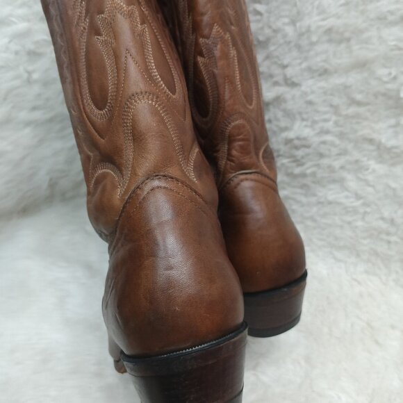 Vintage Boulet Women's Brown Heel Cowgirl Boots 7 1/2M - Picture 7 of 7